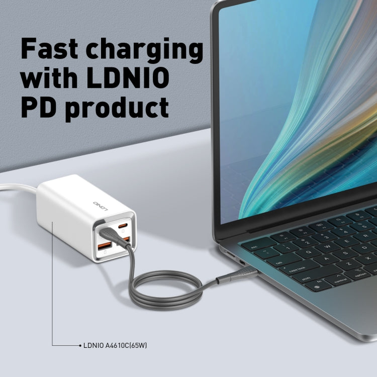 LDNIO 65W LC672C Type-C to Type-C Cable Support PD QC3.0 4.0+ Fast Charging Cell Mobile Phone Charger Data Cables for Telephone