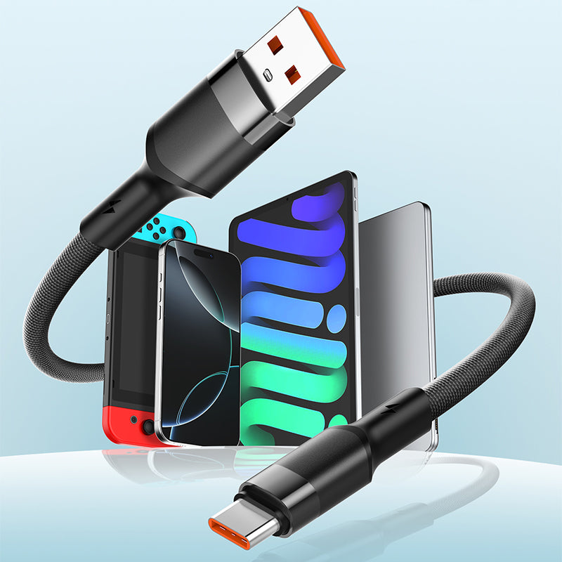 كابل شحن سريع محمي USB بقوة 120 واط من LDNIO موديل LS351Q، كابل بيانات نوع C بطول 1 متر لأجهزة iOS والهواتف المحمولة وبنوك الطاقة – مزامنة وشحن عالي السرعة
