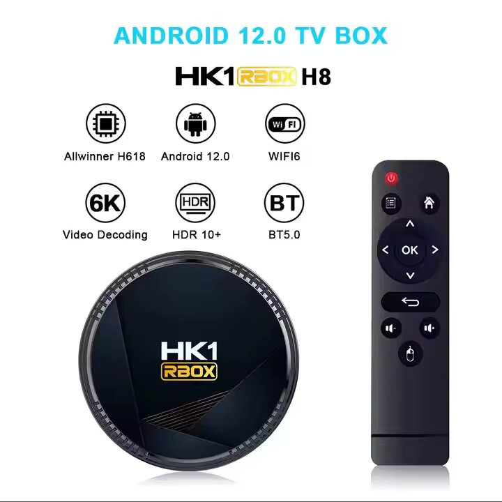 HK1 Pro Smart TV Box Android 10/12, 5G WiFi, Quad-Core, 4K Streaming, Dual USB, HDMI, Ethernet, SD Card Slot