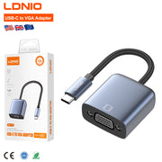 LDNIO HD-11C USB-C to VGA Adapter Hub, 1080P@60Hz Video Converter Docking Station, Aluminum Portable Plug & Play Display Adapter for Laptop & PC