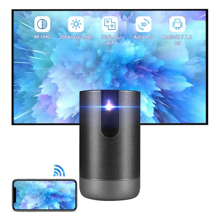 HOTACK D029 Mini Smart Projector 1080p DLP Home Theater Bluetooth 3D 4K FHD Touch Portable Outdoor Movie Short Throw Projectors
