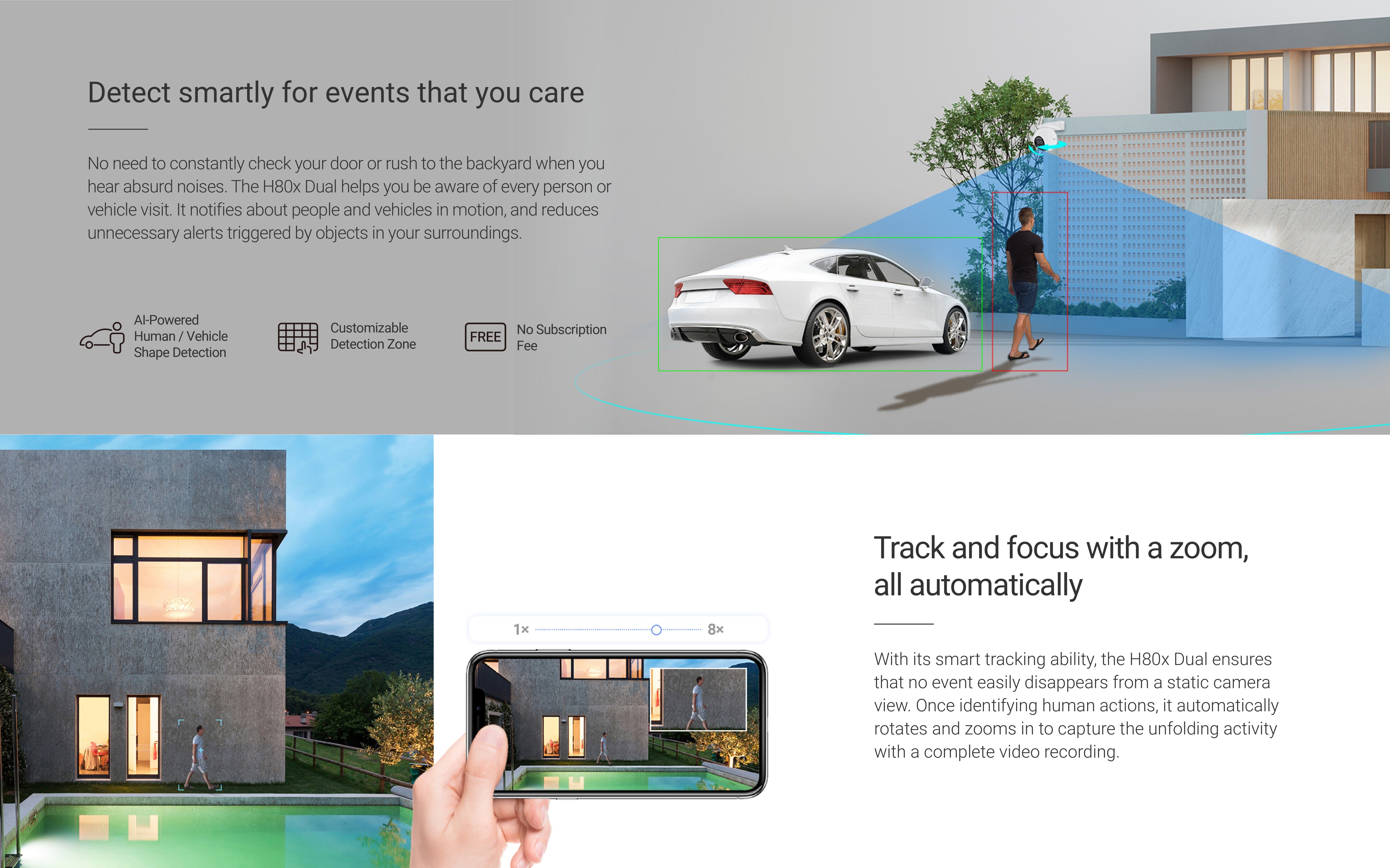 EZVIZ H80x Dual 4K Pan & Tilt Wi-Fi Camera, ColorFULL Night Vision, Auto-Tracking, AI Detection, 360° View, 2-Way Talk, IP65, microSD/Cloud