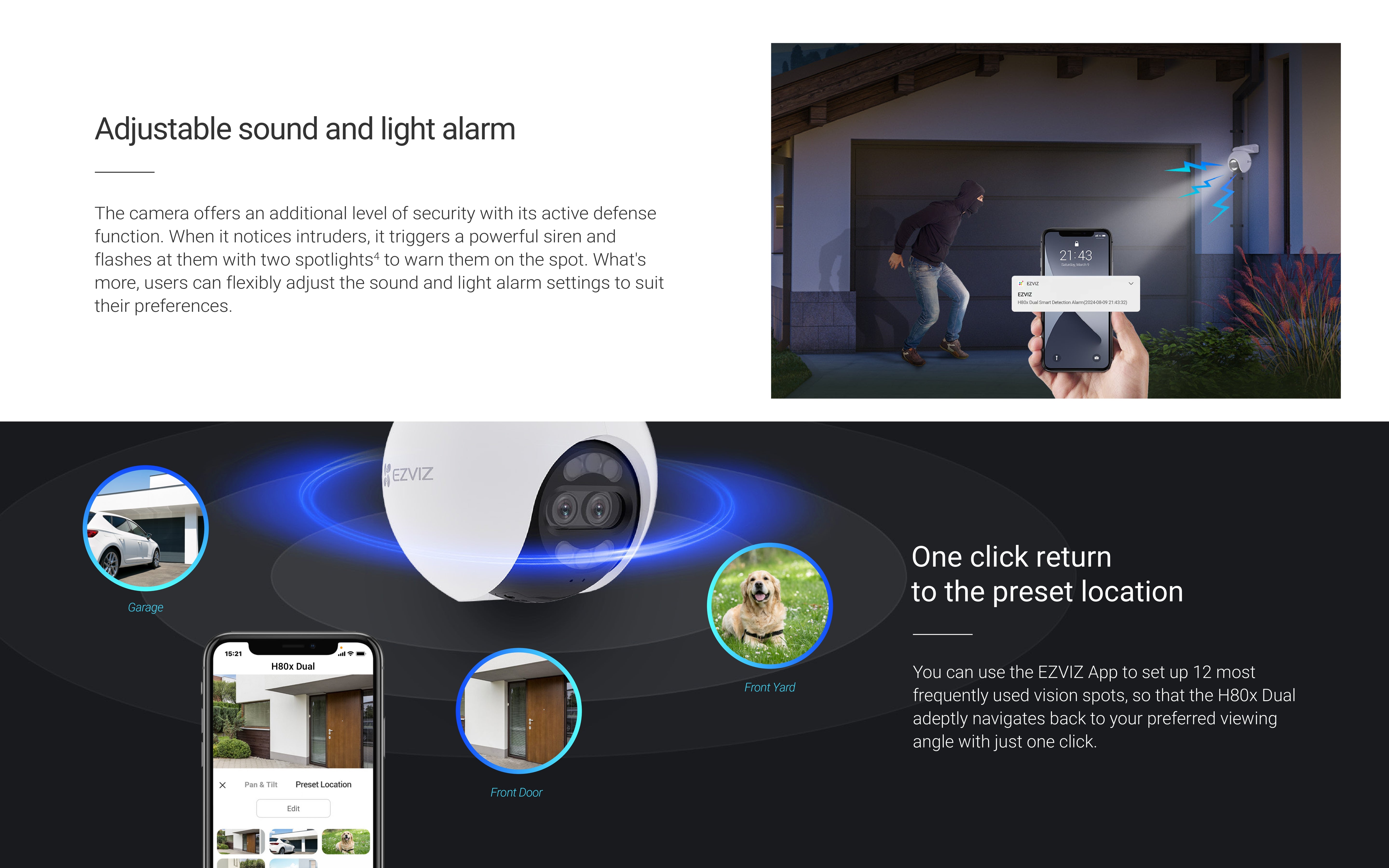 EZVIZ H80x Dual 4K Pan & Tilt Wi-Fi Camera, ColorFULL Night Vision, Auto-Tracking, AI Detection, 360° View, 2-Way Talk, IP65, microSD/Cloud