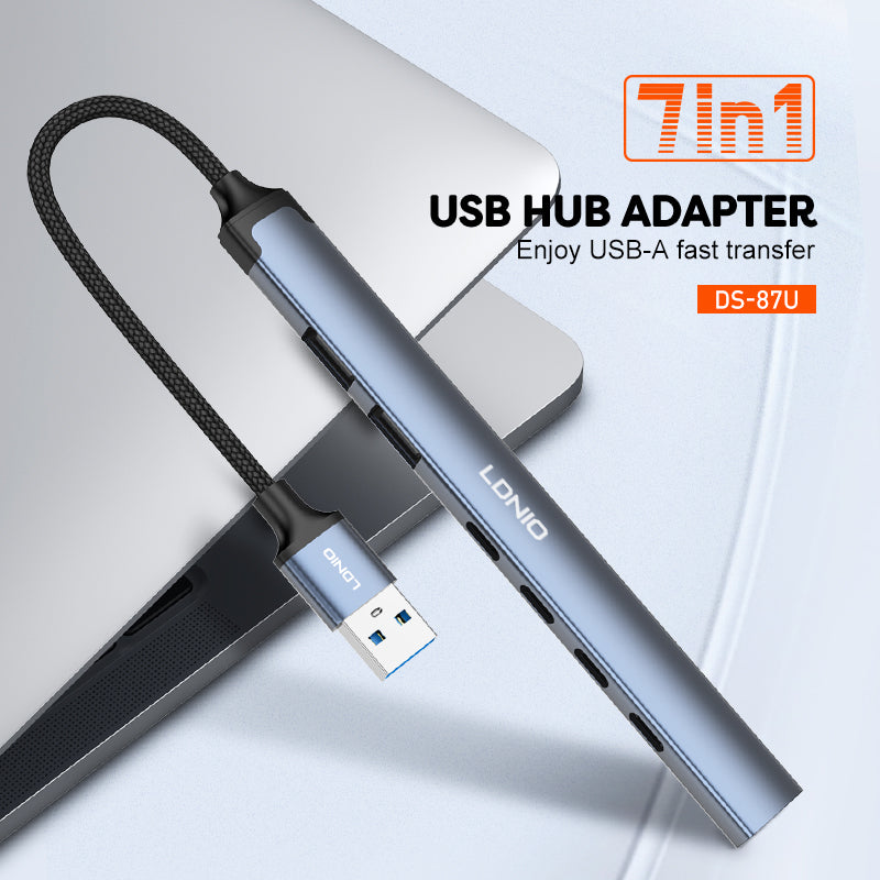 LDNIO DS-87U USB-C Hub Docking Station with USB 3.0 & USB 2.0 Ports, Aluminum Alloy Multi-Port Adapter for Laptop, MacBook, Tablet – OEM/ODM Customizable