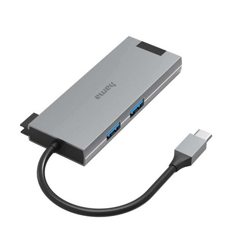 Hama 200109 USB-C Hub, Multiport, 5 Ports, 2 x USB-A, USB-C, HDMI, LAN/Ethernet