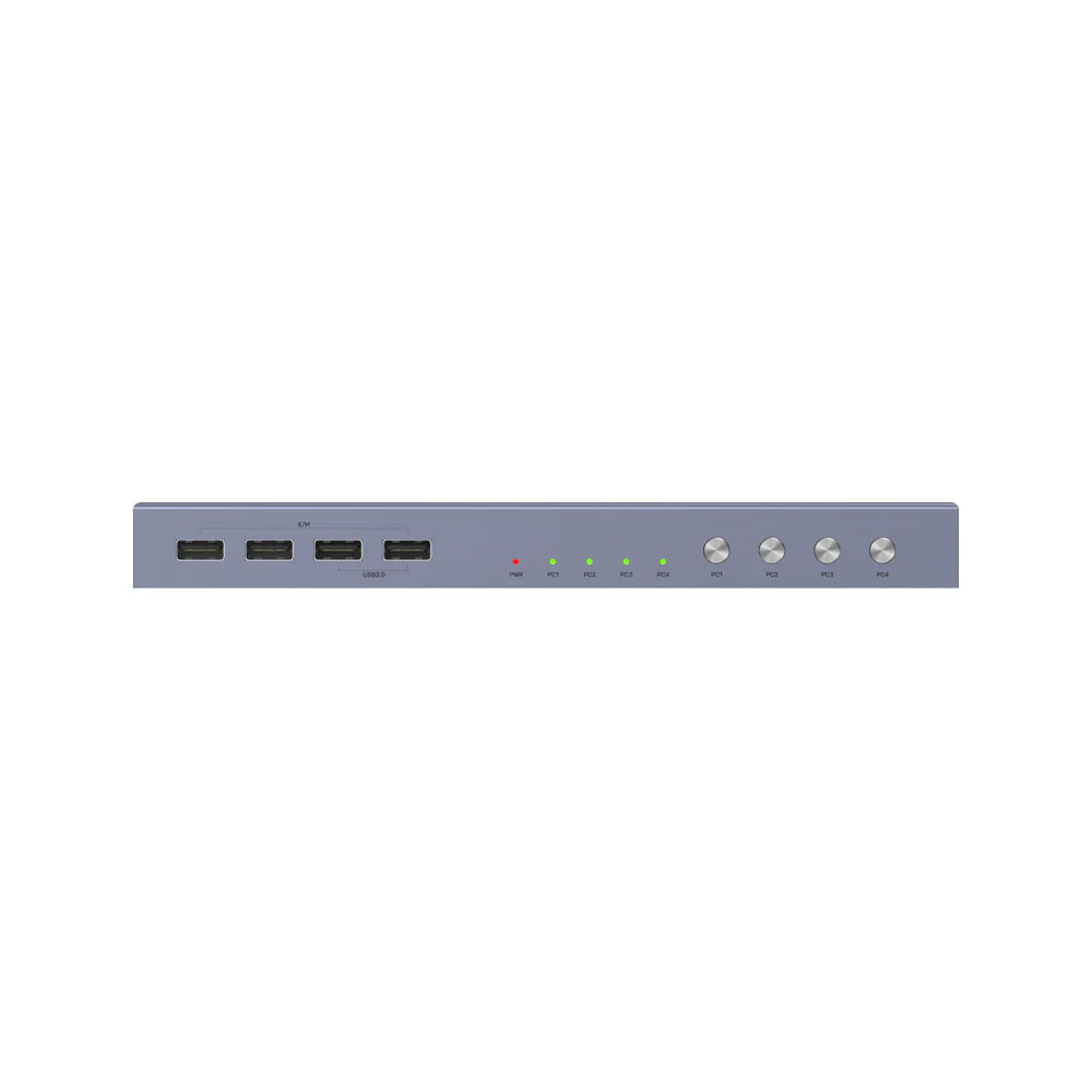 UNITEK HDMI KVM Switch 4 In 1 Out – 4K@60Hz - 4 USB Ports - HDMI 2.0 - HDCP 2.2 - EDID - Hotkey & Button Switching - Metal Housing - Space Gray