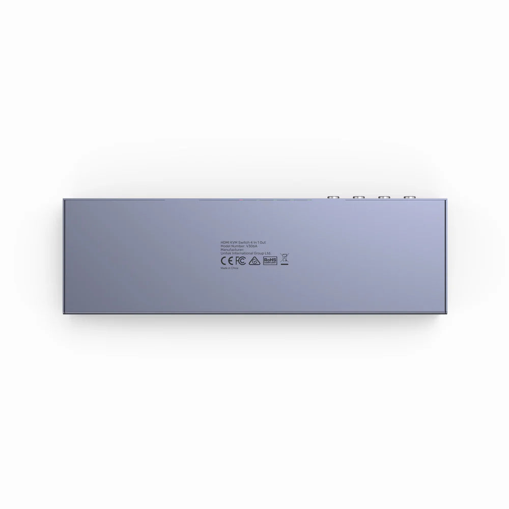 UNITEK HDMI KVM Switch 4 In 1 Out – 4K@60Hz - 4 USB Ports - HDMI 2.0 - HDCP 2.2 - EDID - Hotkey & Button Switching - Metal Housing - Space Gray