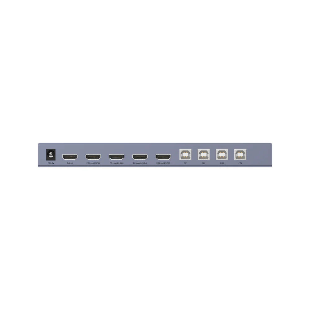 UNITEK HDMI KVM Switch 4 In 1 Out – 4K@60Hz - 4 USB Ports - HDMI 2.0 - HDCP 2.2 - EDID - Hotkey & Button Switching - Metal Housing - Space Gray
