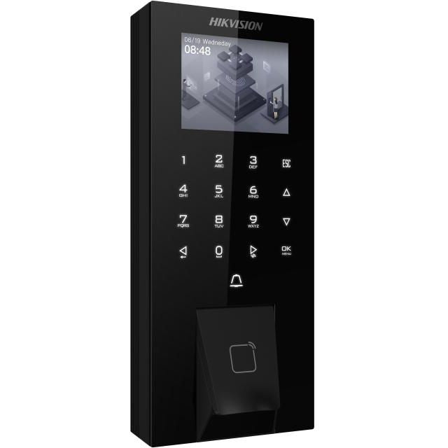 جهاز Hikvision Pro لبصمة الإصبع بشاشة LCD مقاس 2.4 بوصة، يدعم مصادقة متعددة (بصمة الإصبع، البطاقة، رقم التعريف الشخصي)، واي فاي، بلوتوث، PoE، IP65، تكوين الويب