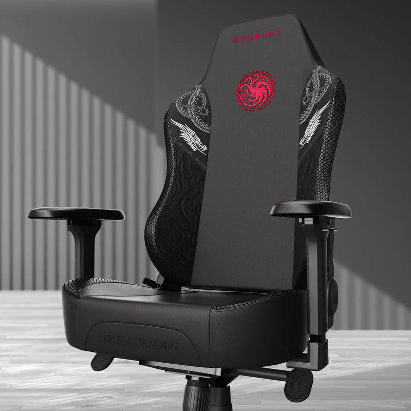 CYBEART | House Targaryen Gaming Chair - DC Comics | 4D Armrest | Inbuilt Lumbar Support | Supreme PU Leather, Ergonomic, Recline & Tilt