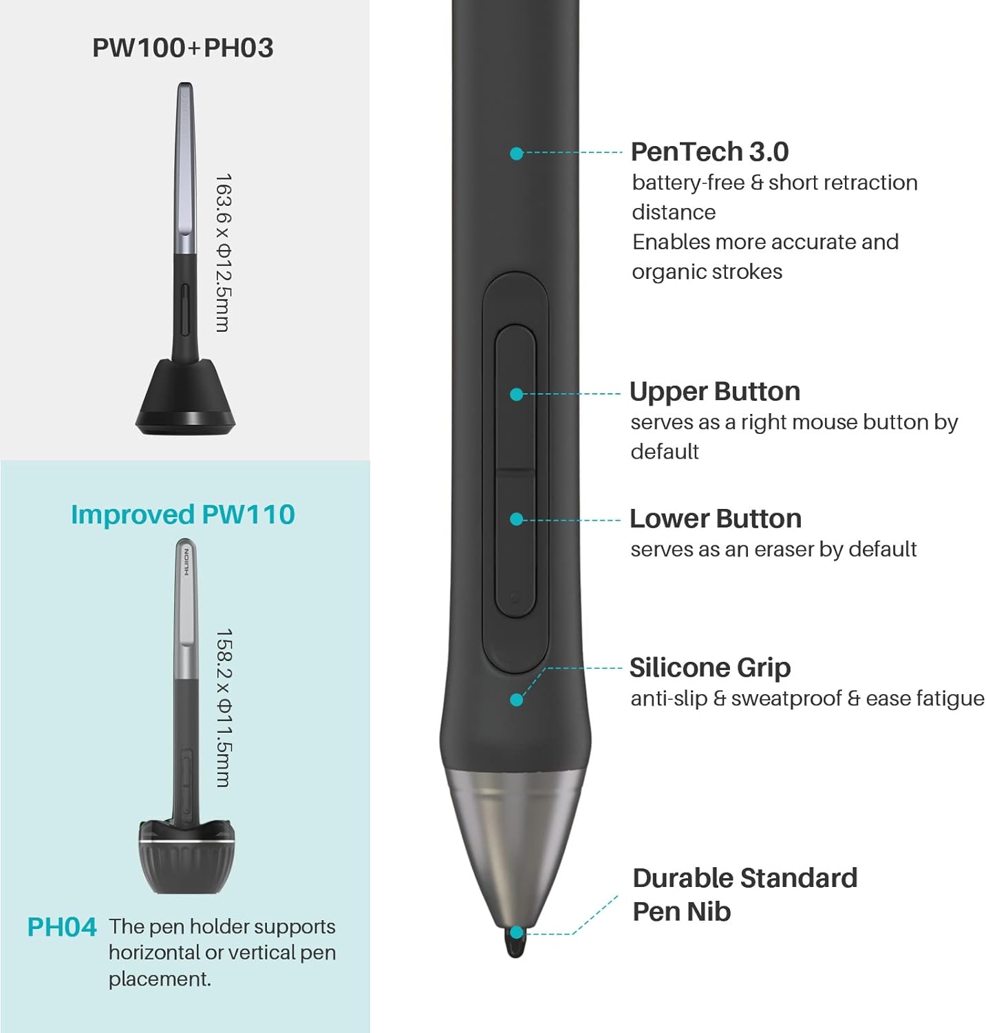 HUION Drawing Tablets Inspiroy 2 M H951P with Scroll Wheel 8 Customized Keys Battery-Free Stylus,Works with Mac, PC & Moible, 9 * 5 inch
