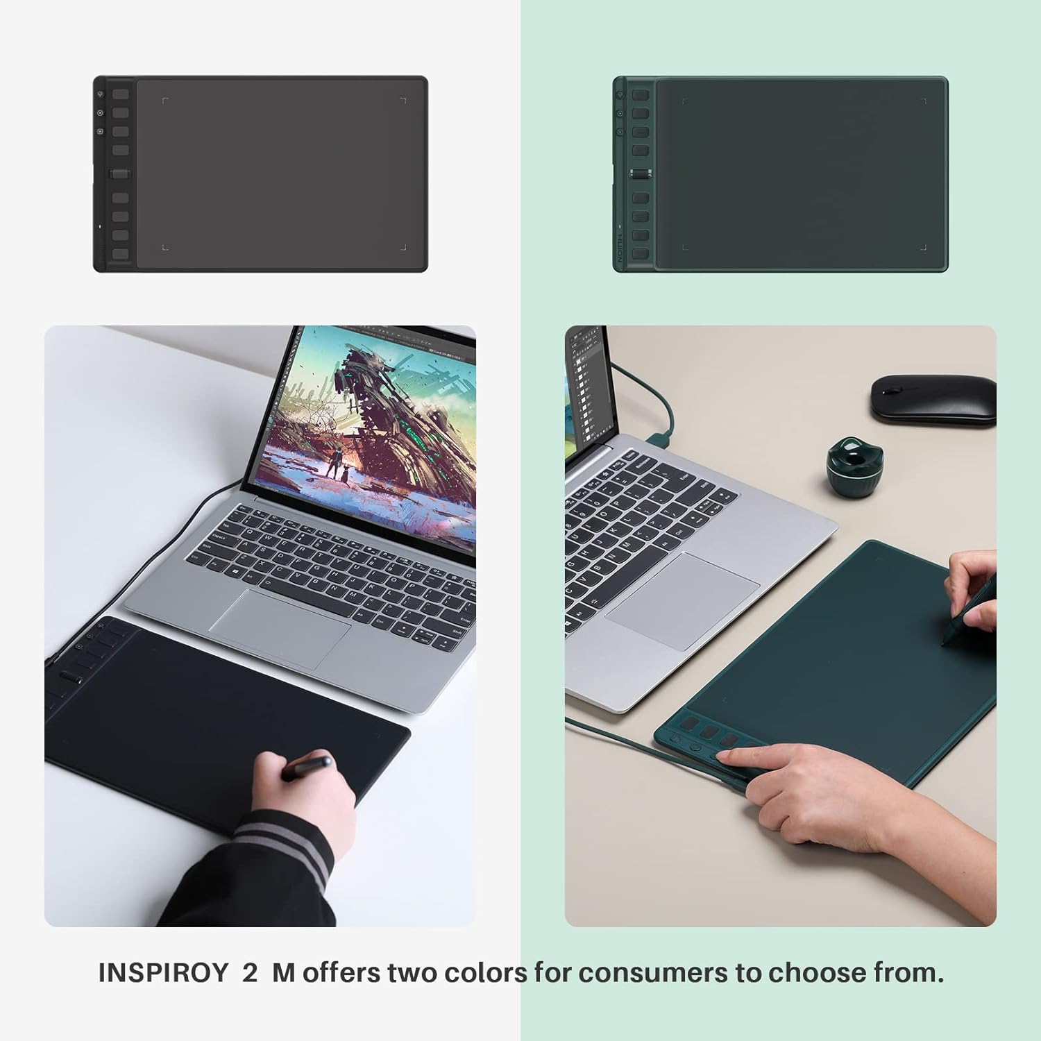 HUION Drawing Tablets Inspiroy 2 M H951P with Scroll Wheel 8 Customized Keys Battery-Free Stylus,Works with Mac, PC & Moible, 9 * 5 inch