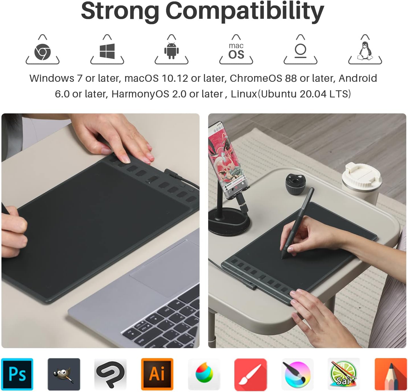 HUION Drawing Tablets Inspiroy 2 M H951P with Scroll Wheel 8 Customized Keys Battery-Free Stylus,Works with Mac, PC & Moible, 9 * 5 inch