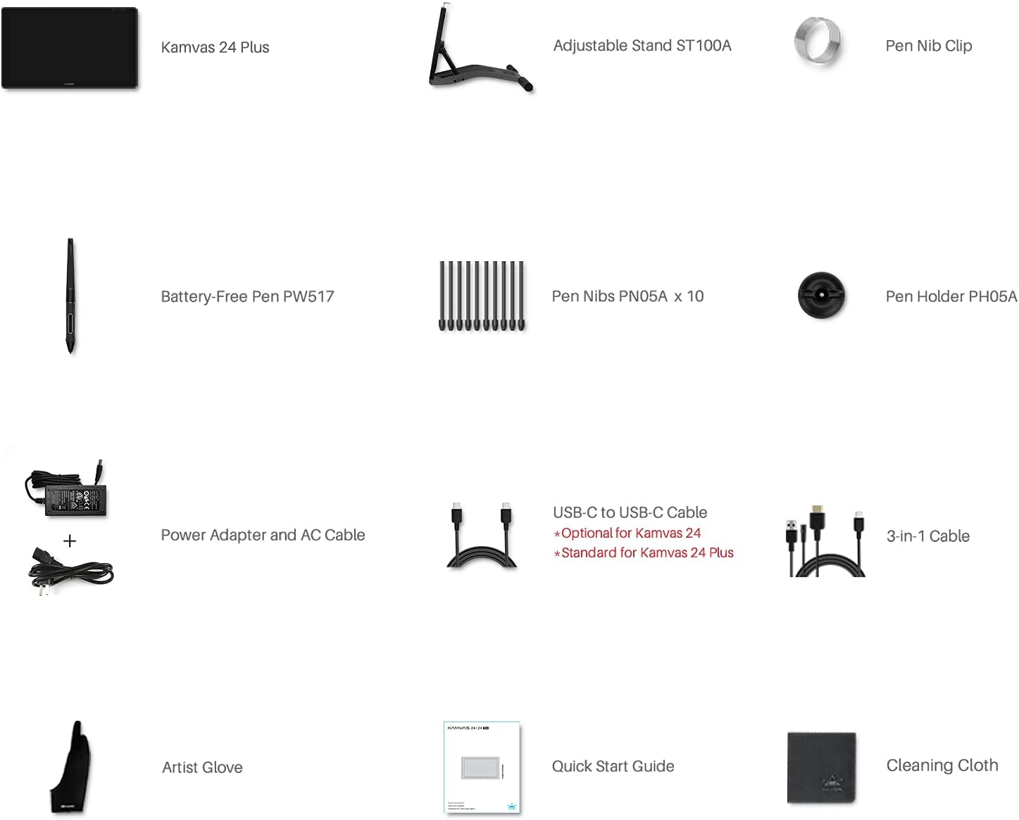 HUION Kamvas 24 Plus - 2K QHD Pen Display with Battery-Free Stylus, 140% sRGB Color Gamut, and Adjustable Stand - Ideal for Professional Artists, Designers, and Illustrators