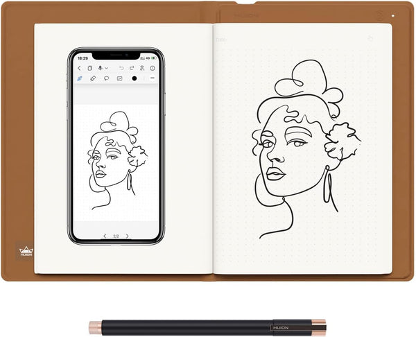 HUION Note X10 - دفتر رقمي ذكي مزود بقلم EMR بدون بطارية وبلوتوث 5.0 ومستويات ضغط 8192 لتدوين الملاحظات والفن الرقمي والاجتماعات