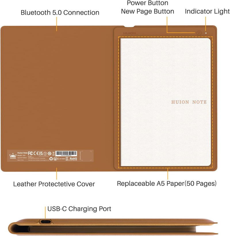 HUION Note 2-in-1 Digital Notebook Drawing Tablet With Battery-free Pe