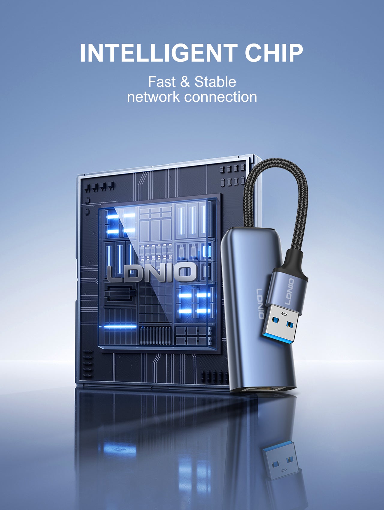 محول موزع USB-A من LDNIO طراز RJ-01U مع إيثرنت جيجابت، محطة إرساء متعددة المنافذ USB 3.0، منفذ LAN RJ45 معدني، نقل بيانات عالي السرعة، محول شبكة توصيل وتشغيل للابتوب والكمبيوتر الشخصي