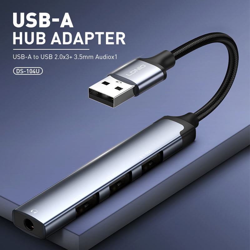 محول صوت خارجي USB 2.0 من LDNIO طراز DS-104U، بطاقة صوت ستيريو مع منفذ سماعة رأس وميكروفون 3.5 مم، توصيل وتشغيل لنظامي ويندوز وماك