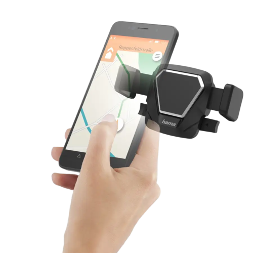 Hama 183301 Comfort Vent Universal Smartphone Holder , Fits 5.5–8.5 cm Devices , Adjustable Car Air Vent Mount , Secure Grip , Easy Installation – Black