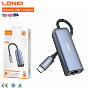 LDNIO RJ-01C USB-C to Gigabit Ethernet Adapter Hub, Aluminum Alloy Docking Station, Plug & Play LAN Converter, High-Speed Wired Network Adapter for Laptop & PC