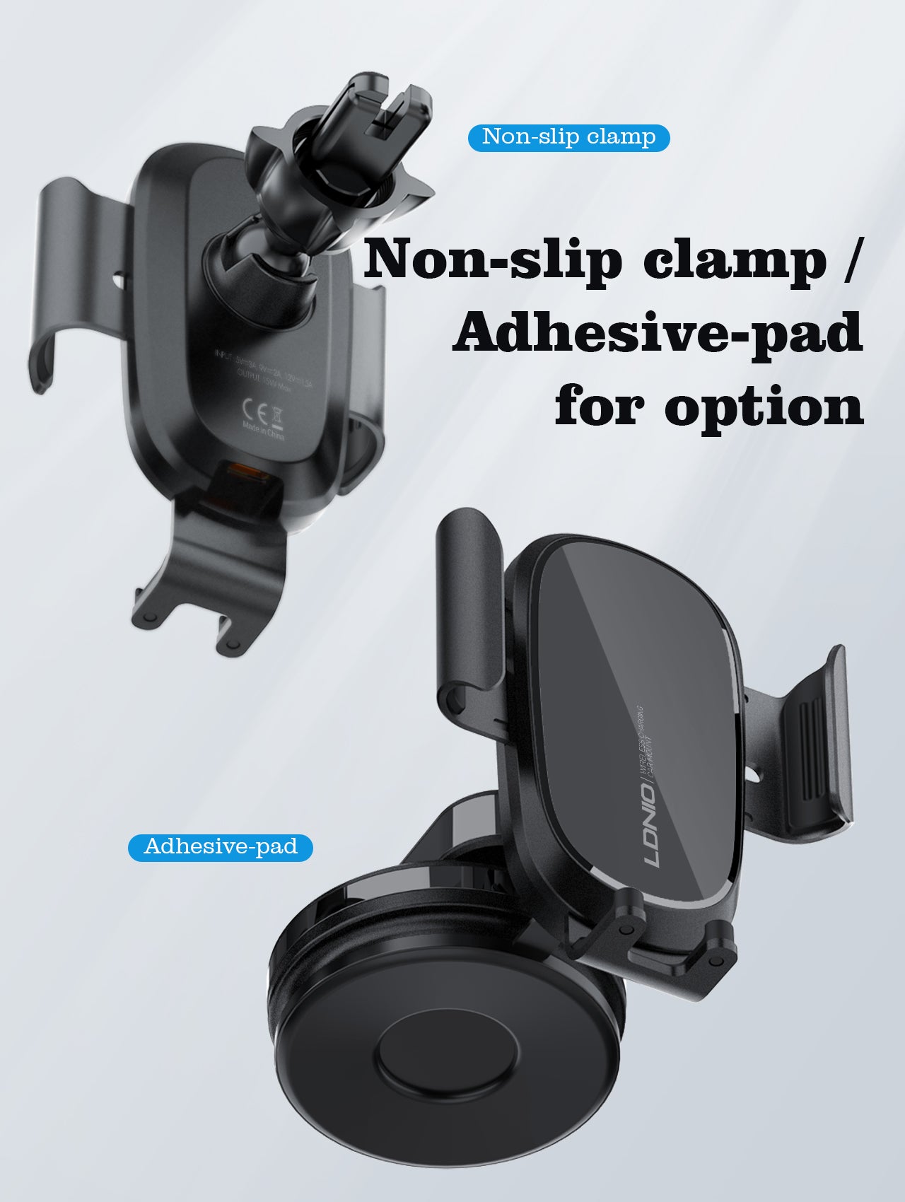 LDNIO MW21-1 Wireless Car Charger Mount, 15W Fast Charging Air Vent Phone Holder, 360° Adjustable Rotation, Secure Grip Auto Clamp, Universal Smartphone Compatibility