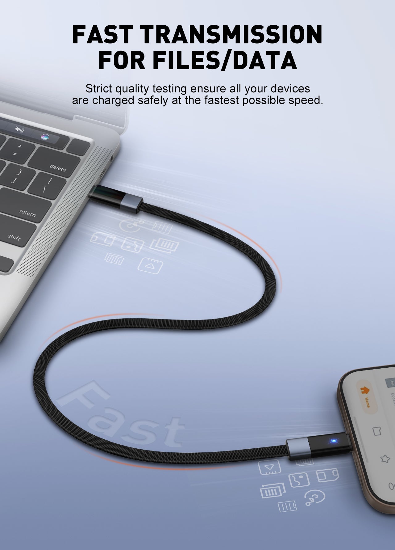 LDNIO LC241C 1M PD 65W 5A Fast Charging Cable – USB-C to USB-C for Android Phones & Laptops, High-Speed Data & Power Delivery
