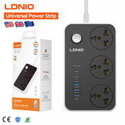 LDNIO SC3604C Waterproof Power Strip, 3 AC + 6 USB (USB-C), 20W Fast Charge, 2500W, 2M Cable – Universal Plug