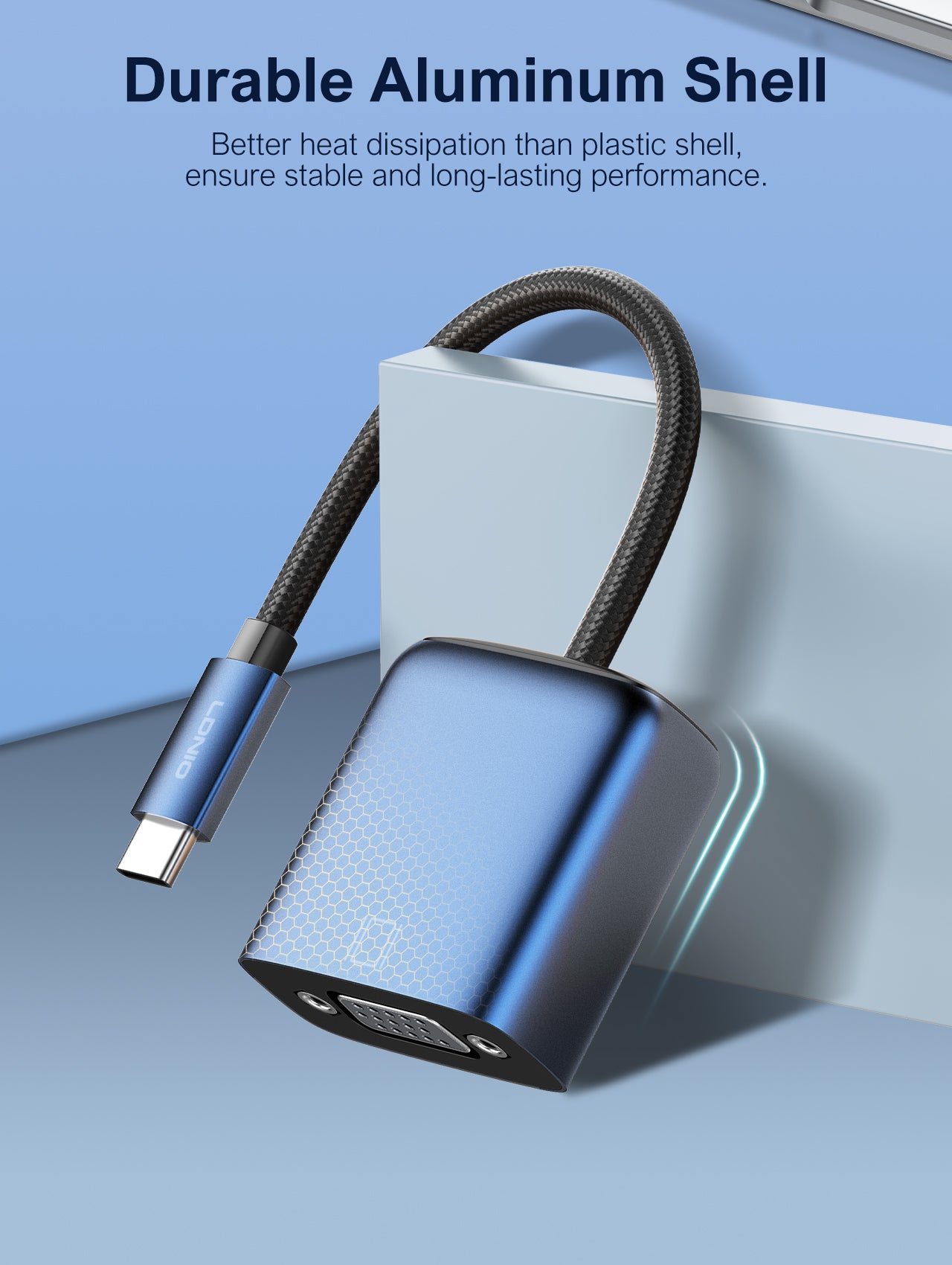 LDNIO HD-11C USB-C to VGA Adapter Hub, 1080P@60Hz Video Converter Docking Station, Aluminum Portable Plug & Play Display Adapter for Laptop & PC