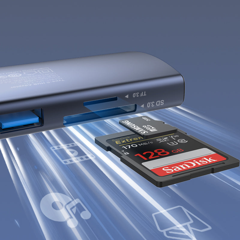 محطة إرساء متعددة المنافذ LDNIO DS-17H 7 في 1 USB-C – HDMI بدقة 4K، USB 3.0، إيثرنت RJ45، قارئ بطاقات SD/TF وشحن سريع PD – محول Type-C للابتوب وماك بوك