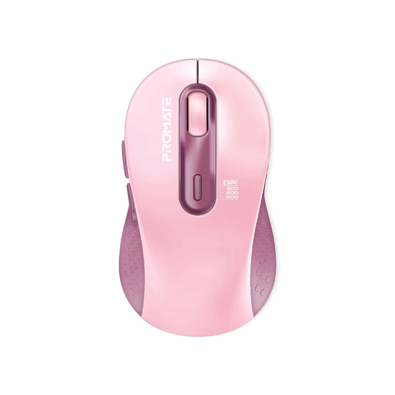 Promate Wireless Mouse, Ergonomic Ambidextrous Wireless Mice with Dual Mode Connectivity, Bluetooth v5.3, 2.4Ghz Transmission, Adjustable 1600DPI, 150H Working Time, Ken