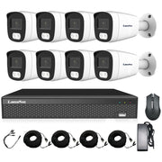 مجموعة كاميرا LAMASSU 8CH 5MP كاملة الألوان مع XVR، رؤية ليلية، تسجيل H.265+، مقاومة للعوامل الجوية IP67، عرض عن بُعد، بدون قرص صلب