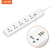 كابل تمديد متعدد المنافذ SC5319 من LDNIO مزود بـ 5 مقابس طاقة تيار متردد و3 منافذ USB بطول 2 متر