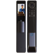 قفل باب ذكي من لوكستار تويا S300، قفل باب أمامي ببصمة الإصبع وواي فاي مع لوحة مفاتيح وبطاقة IC والتحكم بالتطبيق ومفتاح - أسود