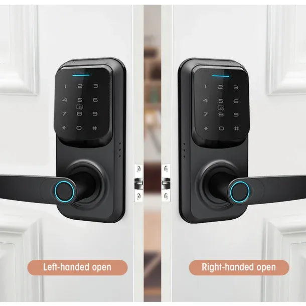قفل باب ذكي Locstar-C90 ببصمة الإصبع الرقمية ولوحة مفاتيح دخول بدون مفتاح مع مقبض
