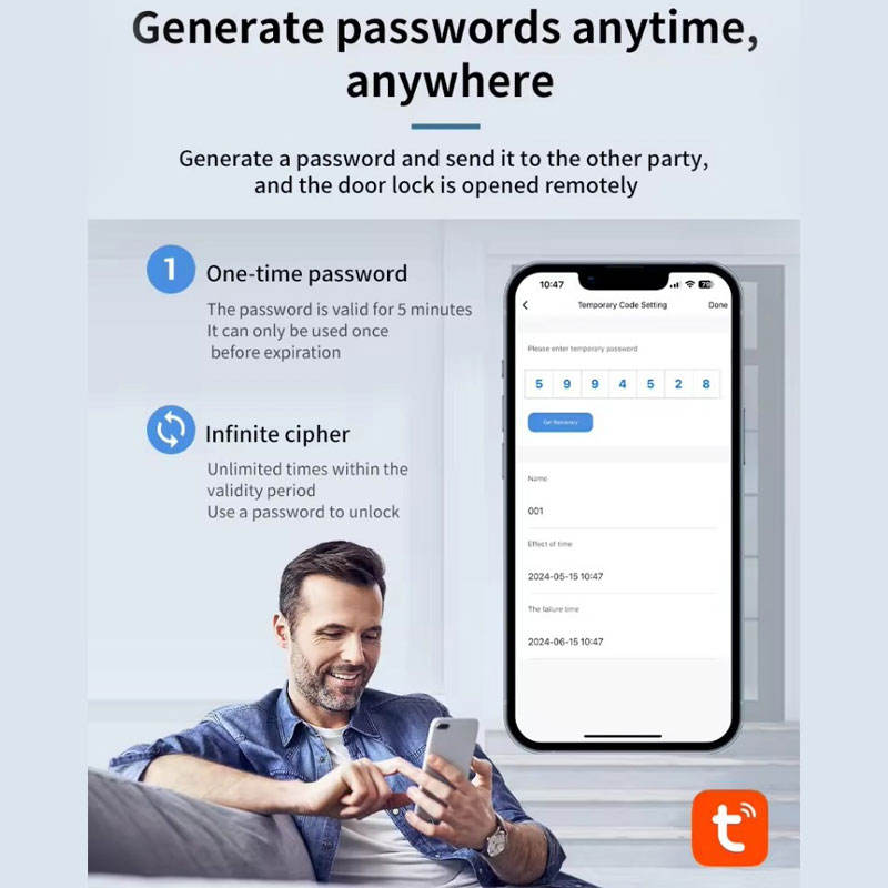 قفل باب ذكي من لوكستار L106، دخول بدون مفتاح ببصمة الإصبع ولوحة مفاتيح، مع تطبيق بلوتوث، وبطاقة IC، ومفتاح ميكانيكي - أسود