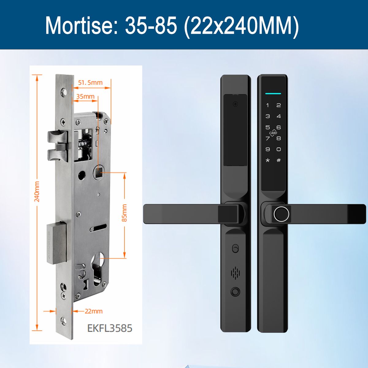 قفل باب ذكي من لوكستار L106، دخول بدون مفتاح ببصمة الإصبع ولوحة مفاتيح، مع تطبيق بلوتوث، وبطاقة IC، ومفتاح ميكانيكي - أسود
