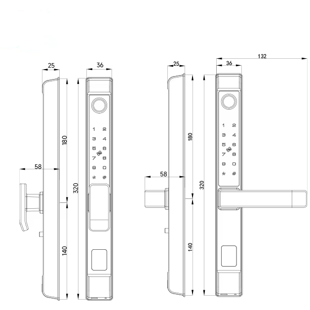 قفل باب ذكي من لوكستار L208، دخول بدون مفتاح ببصمة الإصبع ولوحة مفاتيح، مع تطبيق بلوتوث، وبطاقة IC، ومفتاح ميكانيكي - أسود