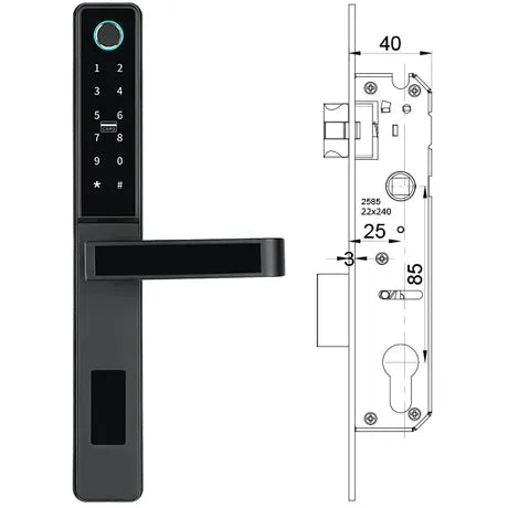 قفل ذكي Locstar-C81، أفضل قفل ذكي للأبواب المنزلقة للفناء، مزود بمقبض، وقفل Ttlock بتقنية البلوتوث، وقفل باب حديدي ببصمة الإصبع