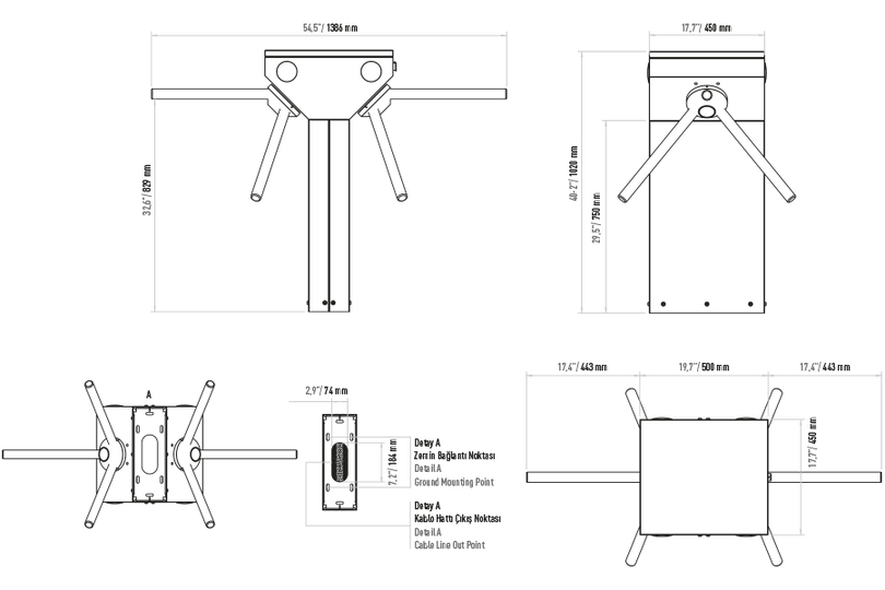TANSA LTT 313 ED Tripod Turnstile – Stainless Steel, Bidirectional, Fa ...