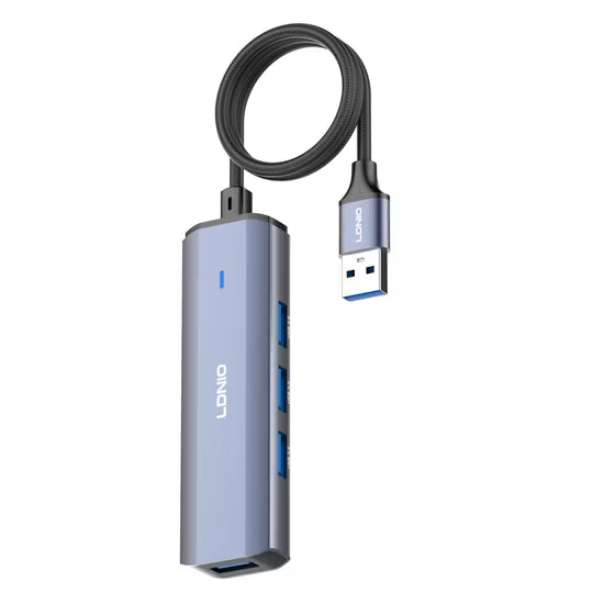 LDNIO DS-114U USB 3.0 Hub 4 Ports, 1.2M Cable, High-Speed 5Gbps Data Transfer, Plug & Play USB-A Splitter for Laptop & PC, Multi-Port Adapter Compatible with Windows/Mac/Android