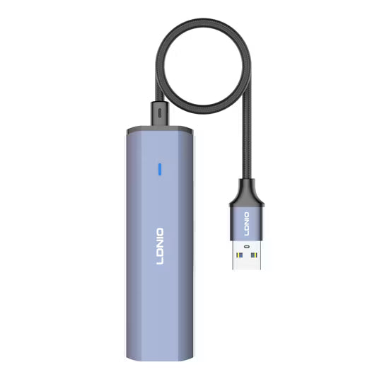 LDNIO DS-114U USB 3.0 Hub 4 Ports, 1.2M Cable, High-Speed 5Gbps Data Transfer, Plug & Play USB-A Splitter for Laptop & PC, Multi-Port Adapter Compatible with Windows/Mac/Android