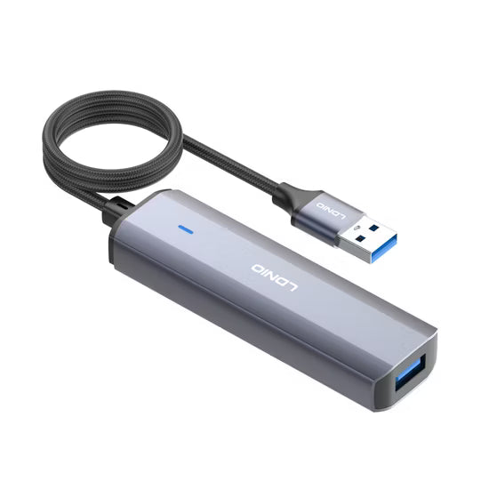 LDNIO DS-114U USB 3.0 Hub 4 Ports, 1.2M Cable, High-Speed 5Gbps Data Transfer, Plug & Play USB-A Splitter for Laptop & PC, Multi-Port Adapter Compatible with Windows/Mac/Android