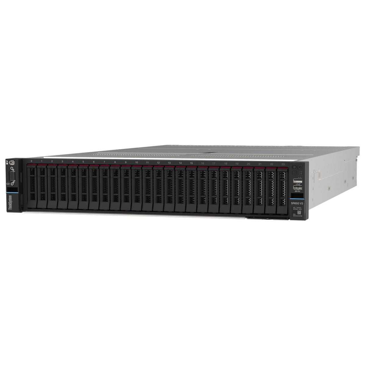 Lenovo ThinkSystem SR650 V3 CPU 2X 2.4GHZ Xeon Silver 4510 12Core total 24 , Ram 64GB DDR5 , HDD 2X 1.2TB SAS 10k , 2X 1100WATT P.S , 4port 1G ethernet, Railkits , 9350-8i smart array , Rack Server