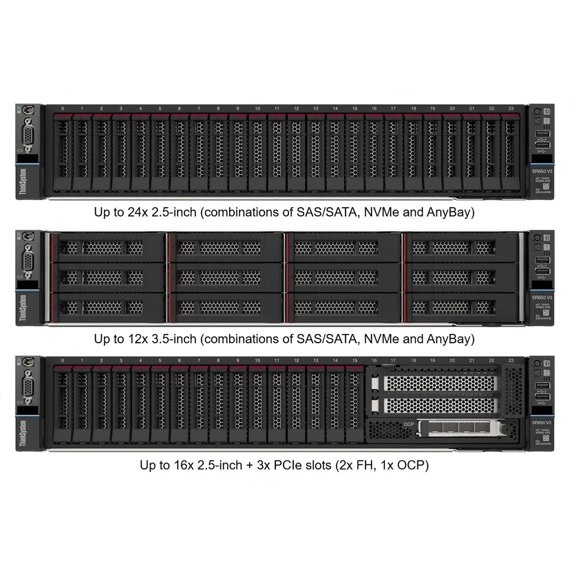 Lenovo ThinkSystem SR650 V3 CPU 2X 2.4GHZ Xeon Silver 4510 12Core total 24 , Ram 64GB DDR5 , HDD 2X 1.2TB SAS 10k , 2X 1100WATT P.S , 4port 1G ethernet, Railkits , 9350-8i smart array , Rack Server
