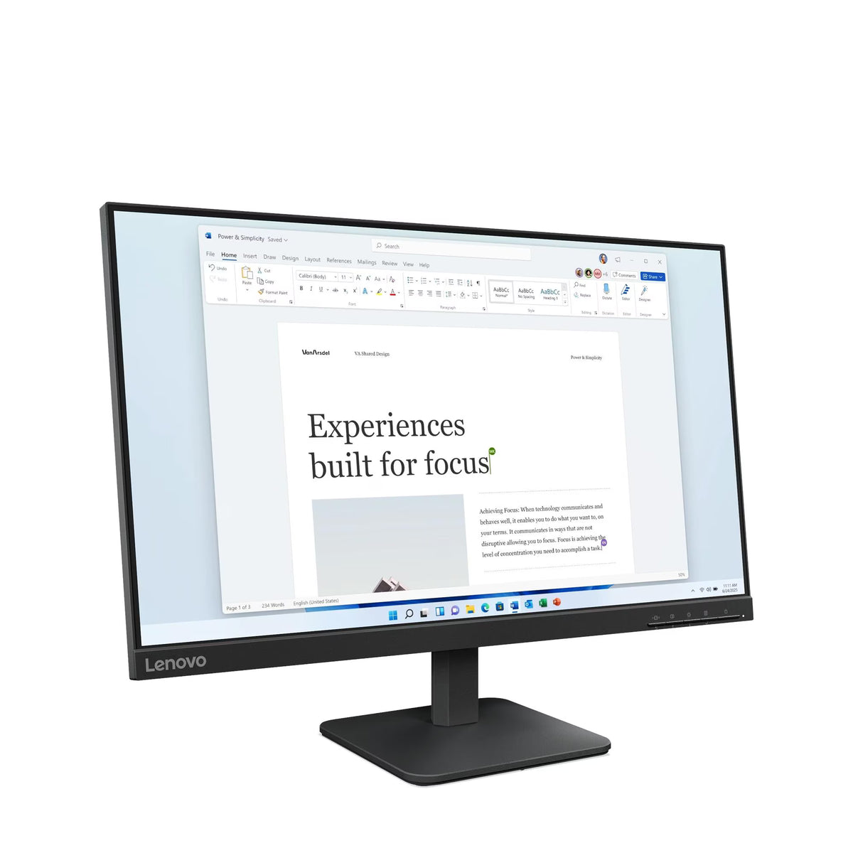 Lenovo L24-4e 23.8″ FHD IPS Monitor — Full HD (1920×1080), 100Hz Refresh Rate, 4ms Response Time, 99% sRGB, Anti-Glare Display, HDMI & VGA Ports, 3-Side Near-Edgeless Design, VESA Mount Ready