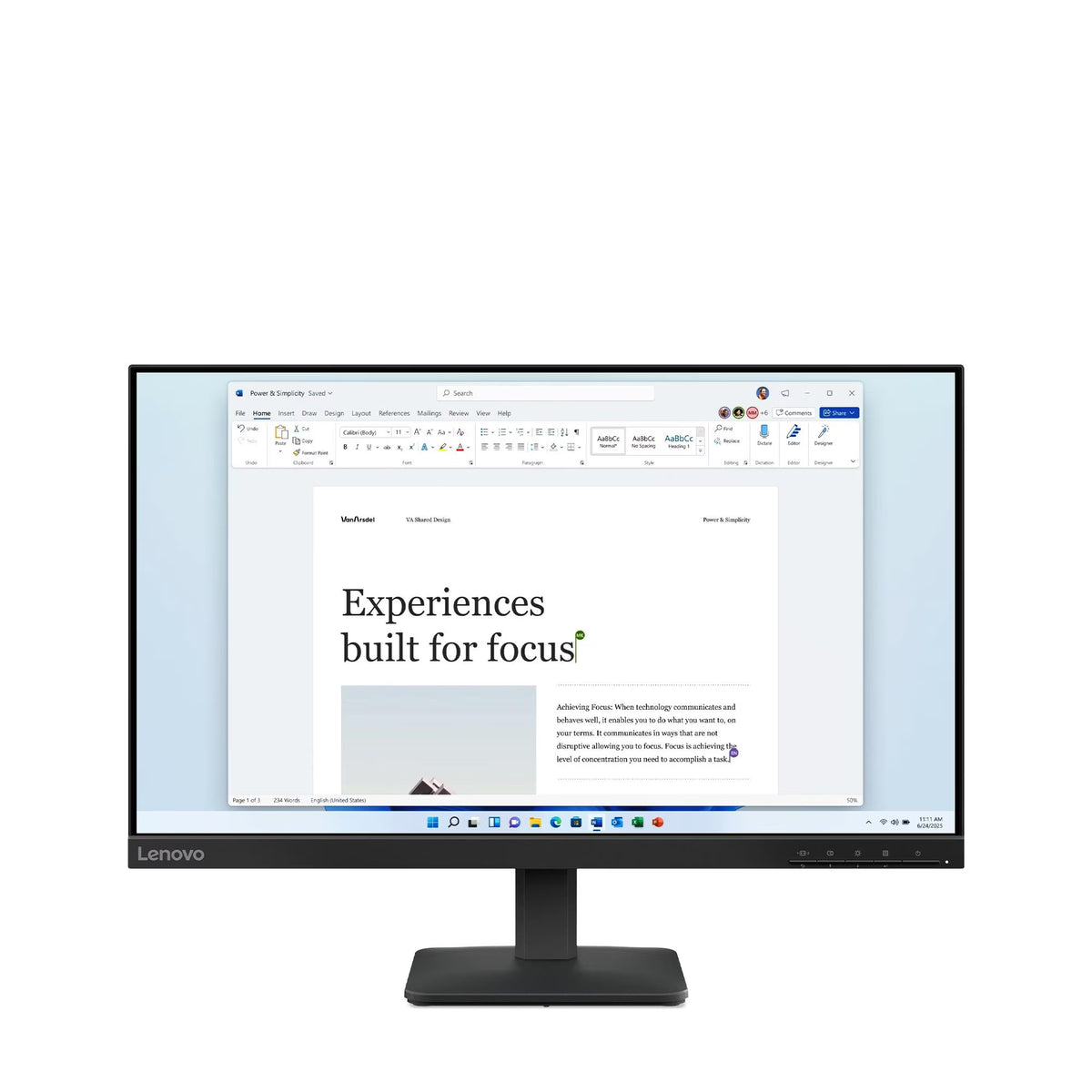 Lenovo L24-4e 23.8″ FHD IPS Monitor — Full HD (1920×1080), 100Hz Refresh Rate, 4ms Response Time, 99% sRGB, Anti-Glare Display, HDMI & VGA Ports, 3-Side Near-Edgeless Design, VESA Mount Ready