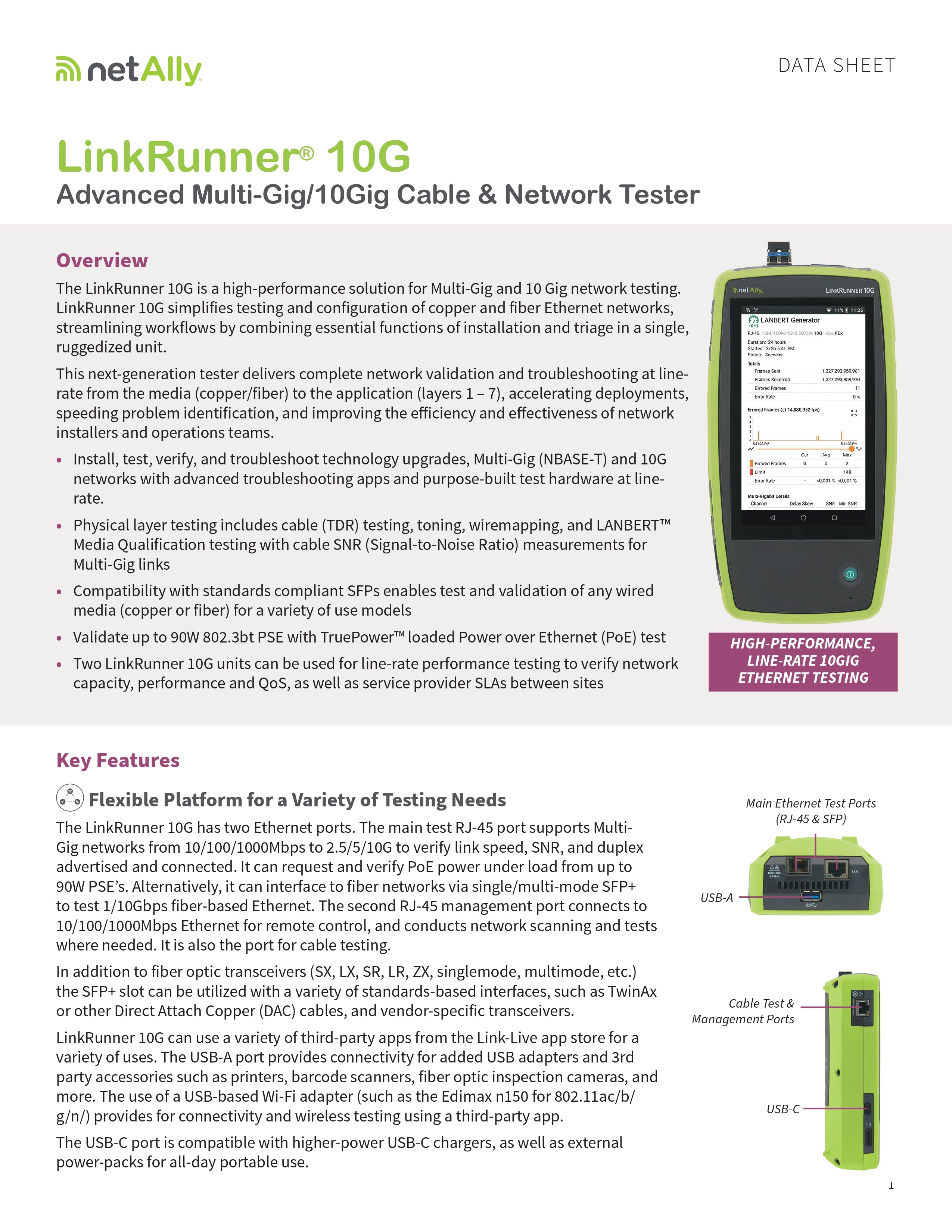 NetAlly LinkRunner 10G - Professional kit - Full tri-band