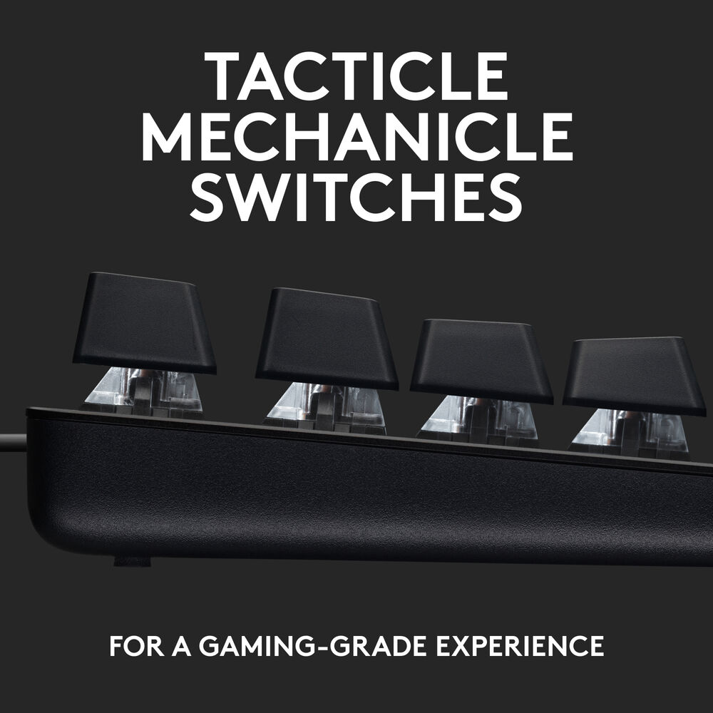 Logitech G413 Mechanical Gaming Keyboard – Romer-G Switches, Aluminum Alloy Frame, USB Passthrough, Red Backlit Keys( En / Ar )