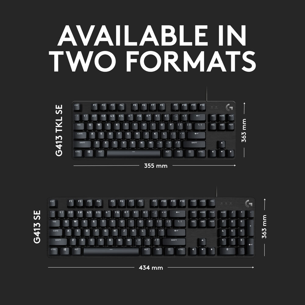 Logitech G413 Mechanical Gaming Keyboard – Romer-G Switches, Aluminum Alloy Frame, USB Passthrough, Red Backlit Keys( En / Ar )