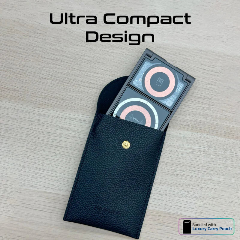 Promate LucidFold-Trio Ultra-Slim Transparent Foldable 15W MagSafe Compatible Wireless Charging Station